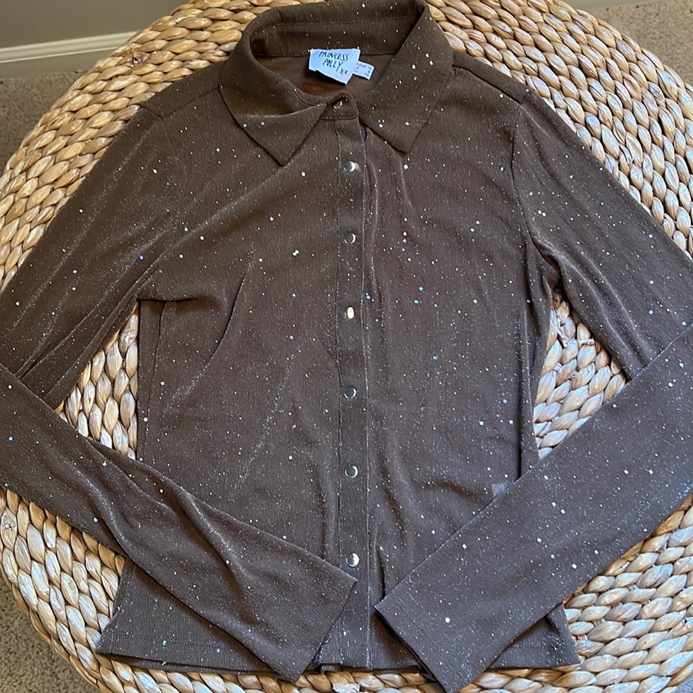 Brown sparkle Princess Polly blouse